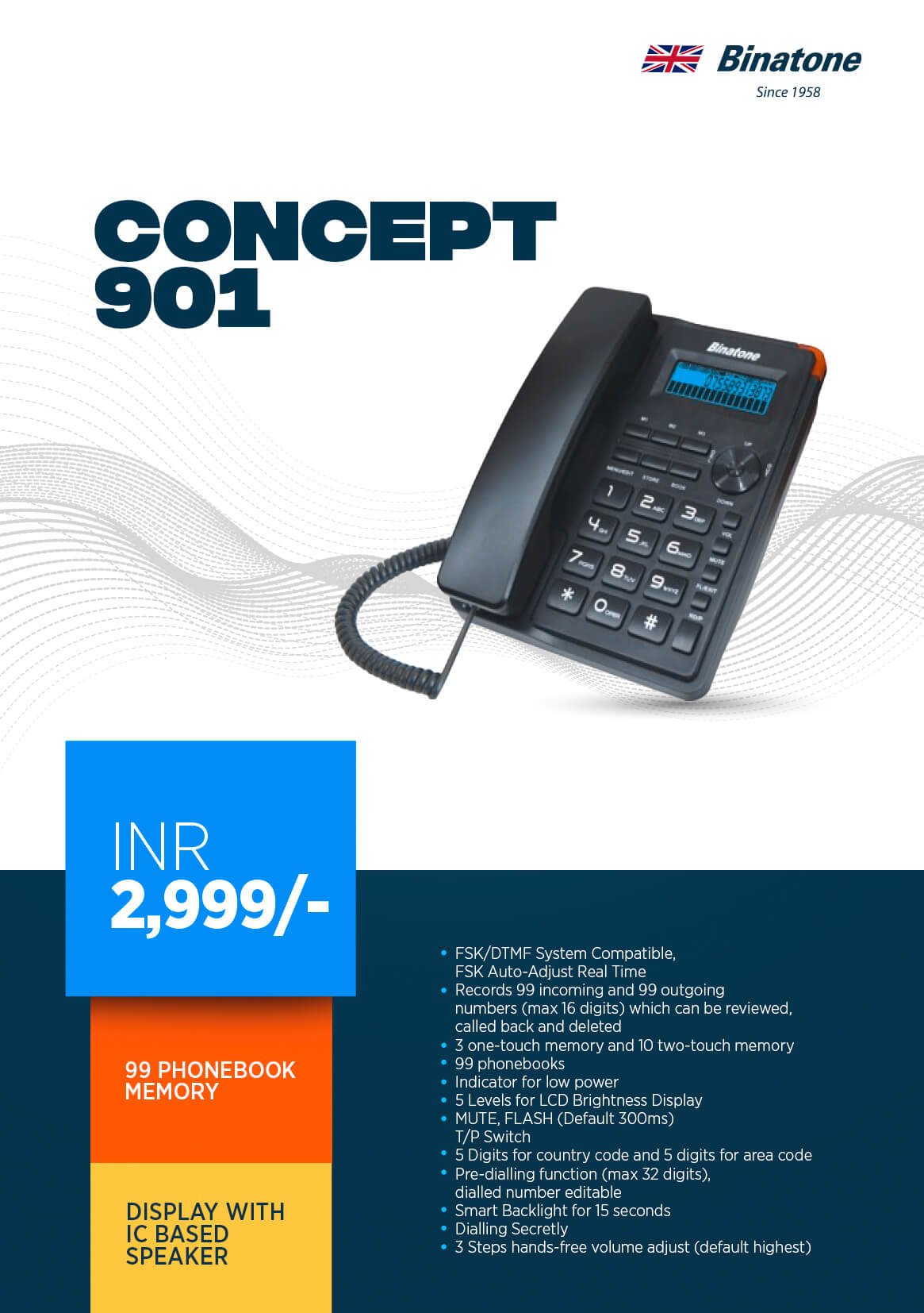 Binatone Concept 901 Corded Landline Phone - Image 3