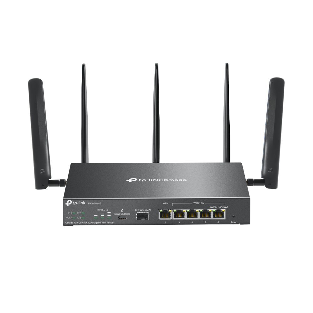TP-Link ER706W-4G V2 Omada 4G+ Cat6 AX3000 Gigabit VPN Gateway – Dual-Band Wi-Fi 6, SDN Integrated, Multi-WAN, Cloud Managed - Image 2