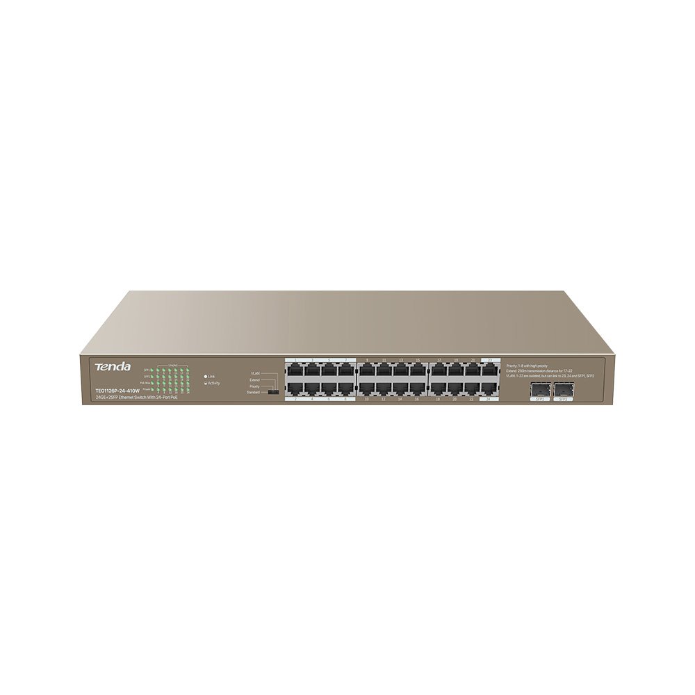 Tenda TEG1126P-24-410W 24GE+2SFP Ethernet Switch