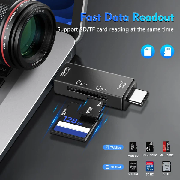INSPIRE 6-in-1 Card Reader – USB 3.0, USB-C, Micro USB, OTG Compatible - Image 4
