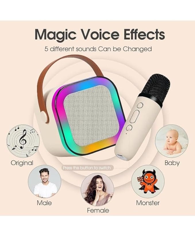K12 Kids Bluetooth Karaoke Speaker with Mic & RGB LED Lights - Image 3