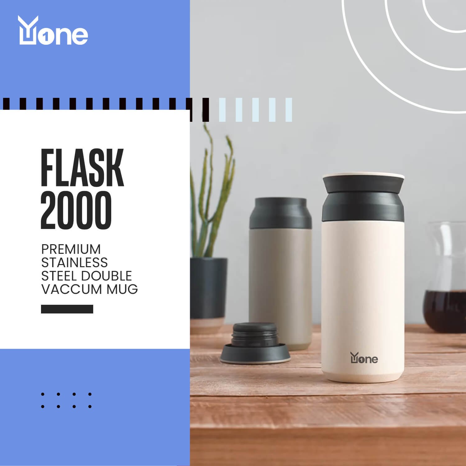 YuOne Flask 2000 500ml vacuum-insulated stainless stell - Image 2