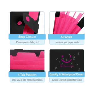 Plastic File Folder – 5 Pocket Expanding File Folder (Black)