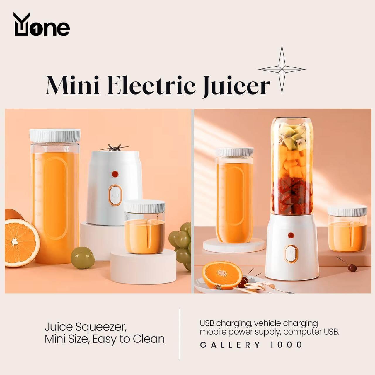 YuOne Gallery 1000 USB rechargeable mini juicer - Image 2