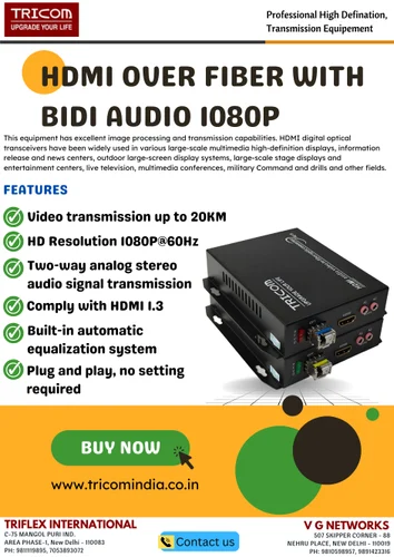 TRICOM HDMI TO FIBER 1080P with Bidirectional Audio