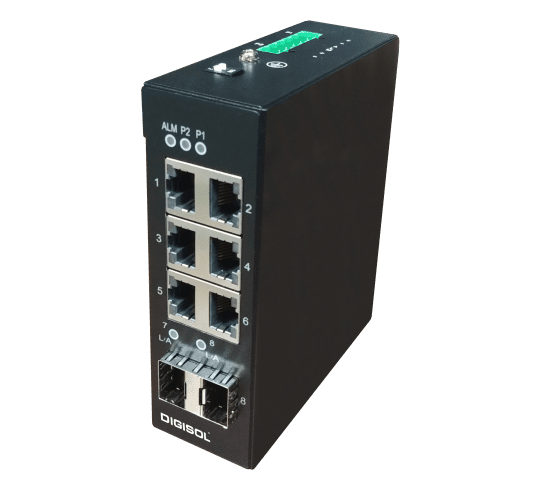 Digisol DG-IS1008F – 6 Port Fast Ethernet Unmanaged Industrial Switch with 2 SFP Ports - Image 2