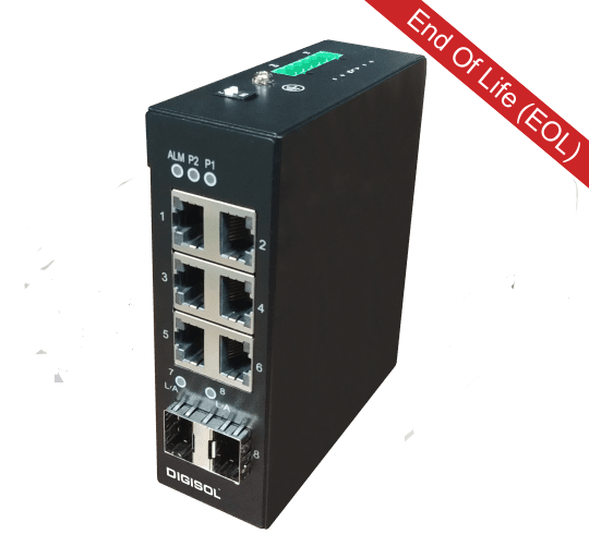 Digisol DG-IS1008F – 6 Port Fast Ethernet Unmanaged Industrial Switch with 2 SFP Ports