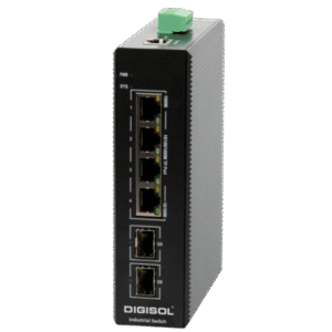 DIGISOL Managed Industrial Switch with 2 Gigabit SFP Ports and 4 Gigabit PoE Ports, PoE: 120W – DG-IS4506HPE