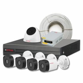 CP PLUS CP-UCK-TD41N-B1 2.4MP HD CCTV Kit – 4 Bullet Cameras, 1 Dome Camera, 8 Channel DVR with Accessories