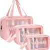 3-Piece Transparent Makeup Organizer Pouch Set