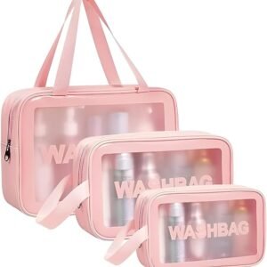 3-Piece Transparent Makeup Organizer Pouch Set