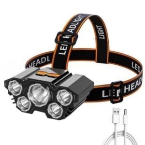 5 LED Headlamp USB Rechargeable Head Light 501 LED Headlamp (Black)
