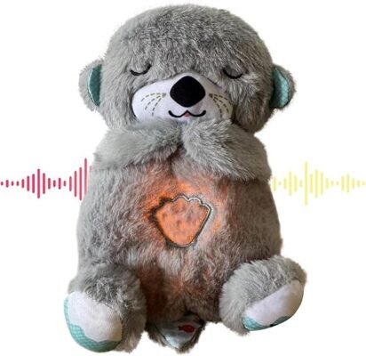 Product Description 【High Quality Material】Made from high-quality material, this soothing otter is safe for babies to play and sleep with. It is designed to withstand daily use and is super soft to touch, making it an ideal comfort object for your baby to hug and snuggle with. 【Soothing Sleep Companion】This soothing otter gently comforts and soothes your baby using calming sounds, music, gentle lights and rhythmic breathing motion, which helps soothe babies in their preferred way, combining auditory and tactile stimulation to aid in restful sleep. 【Easy to Use】Simply install well-maintained 3 pcs AA batteries per instructions, and turn the back to "ON". Press the music symbol (start button) on the lower left foot of the soothing otter, a soothing music for your kid is just moments away, stress-free and hassle-free. (Note: batteries are not included in the package) 【Baby Sound Machine】Our soothing otter plush toy can make different sounds like heartbeat, snoring or soothing music. When traveling with a little baby, a portable sound machine with adjustable volume control is a must-have item. The sound of heartbeat helps calm and relax kids as they speed off to sweet dreams. 【Ideal Gift】This plush otter teddy has extra-soft fabrics that are machine washable. Whether you're at home, in the office, or on the go, the soothing otter fits perfectly in your bag or backpack, making it easy to take with you. The cute koala shape makes it an ideal gift for your children.