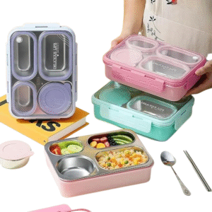 4 Compartment Lunch Box with Spoon
